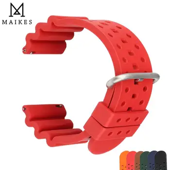 Maikes Luksuzni 20 mm 22 mm 24 mm Črna Modra Rdeča Oranžna Rjava Watch band Silikonske Gume Watchband zamenjava Za Panerai Trak