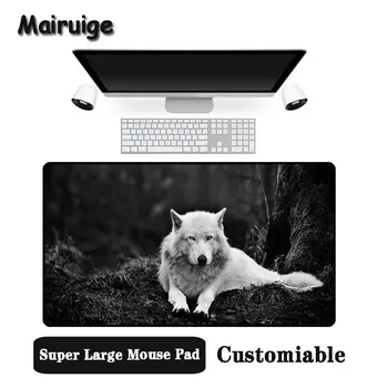 Mairuige Velika Promocija Velikosti Multi-velikost Zaklenjena Mouse Pad Gray wolf črni in beli Vzorec PC Računalnik, Prenosnik Desk Mat