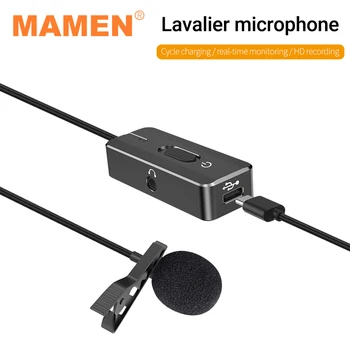 MAMEN DT2 6m+1m Lavalier Mikrofon v Realnem času, Spremljanje vgrajene Baterije Za Telefone, Kamere, Računalniki Snemanje Mikrofona