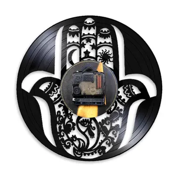 Mandala Roko Hamsa Vinil Zapis Stenske Ure Čarobni Mandala Zlo Oko Dekorativne Stenske Watch Art Moderne Stenske Ure