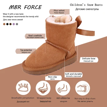 MBR SILE 2020 Moda Otroke Pravega usnja, krzna, ki so obloženi kratek gleženj sneg škornji za Fante, Dekleta, toplo pozimi Sneg Škornji