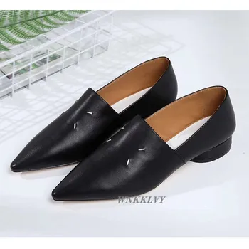Mehko Pravega usnja nizke pete, čevlji za ženske konicami prstov leni loafers Grafiti priložnostne udobno dame čevlji Mullers 2020