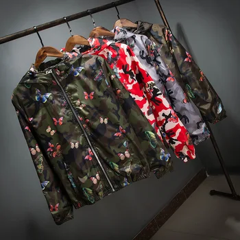 Mens Priložnostne Hoodie Suknjič 2019 Nove Jesensko Metulja Print Oblačila za Moške Hooded Windbreaker Suknjič