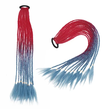 MERISIHAIR Čop Mavrica Hairpiece Z gumico za lase obroč Chignon kvačkanje pletenic Sintetičnih Las Čop Las Razširitev