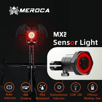 MEROCA NL2 Izposoja Luč Auto Start/Stop Zavoro Zaznavanje IPx6 vodoodporna LED Polnjenje Kolesarjenje Zadnja Luč za Kolo
