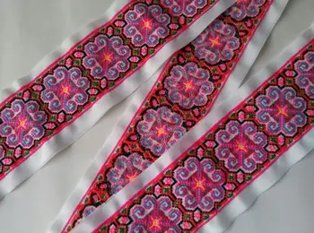 Miao hmong vezenje, kvačkanje bombažne tkanine, čipke trim 8 cm obleko ovratnik trak, lepilni jermeni etnične plemenski tajska indija boho DIY