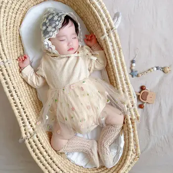 MILANCEL baby bodysuits malo dasiy baby dekleta enem kosu dolg rokav tutu krilo baby obleko