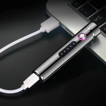 Mini Nov Dvojni Lok Screem Zaslon Prstnih Vžigalniki Windproof USB Polnjenje Majhnih Kovinskih Električni Vžigalniki