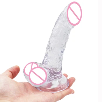 Mini Realistični Vibrator Crystal Analni Penis Močan Sesalni Prilagodljiv Seks Penis za Začetnike Femal Masturbacija Erotično Sex Igrače
