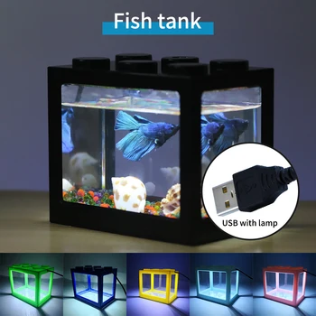 Mini USB Majhen Akvarij Ribe Boj Valj, Ribe, Školjke Aquarium prožen Klepetanje Ribe Valj Fish Tank#1