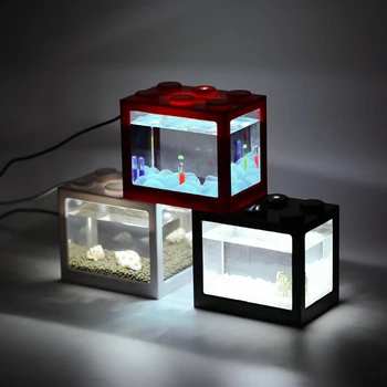 Mini USB Majhen Akvarij Ribe Boj Valj, Ribe, Školjke Aquarium prožen Klepetanje Ribe Valj Fish Tank#1