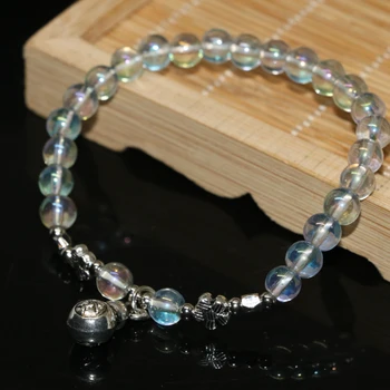 Moda 14 slog zapestnice bangle za ženske electroplate kristalno krog kroglice edinstveno 6 mm 8 mm čare nakit kar za 7,5 palca B2106