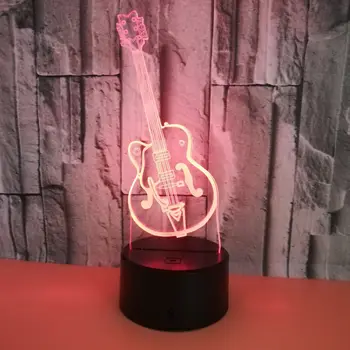 Moda 3D LED USB Razsvetljavo Kabel Ustvarjalne Glasbe, Kitara Oblikovan Glasbe Doma Stranka Dekorativni Noč Svetlobe Multicolor namizne Svetilke