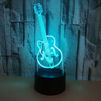 Moda 3D LED USB Razsvetljavo Kabel Ustvarjalne Glasbe, Kitara Oblikovan Glasbe Doma Stranka Dekorativni Noč Svetlobe Multicolor namizne Svetilke