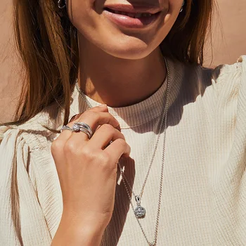 Moda 925 Sterling Silver Obroči Peneče Daisy Cvet Krono Tiara Srce Obroči Ženske Angažiranosti Poročni Nakit darilo