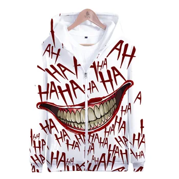 Moda Kul Haha Joker 3D Tiskanja Sweatshirts Zadrgo Kapuco Moški Ženske Priložnostne Srčkan Smešno Jopiči Jeseni, Pozimi Ulične Hoodies