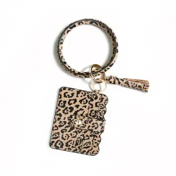 Moda Leopard Usnje Kreditne Kartice Denarnice Zapestnica Keychains z tassel Monogram Usnje Kreditnih Kartic Imetnika