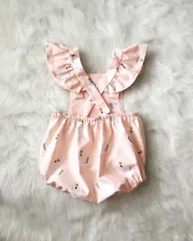 Moda Novorojenčka Otroci Baby Dekleta Ruffle Roza Gos Swan Obleko Babygrows Bodysuit Backless Oblačila, Ki Poletje