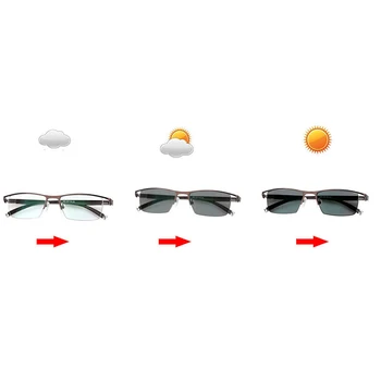 Moda Visoko Koncu Poslovnega Očala za Moške Inteligentni Photochromic Obravnavi Očala Povečevalna Pol Platišča Okvir Očal je UV400 D5