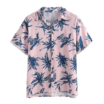 Moda za Moške Poletne Priložnostne Havajih, Kratek Rokav Obleke Tropskih Cvjetnim Natisne Gumb Turndown Ovratnik Počitnice Majice, Vrhovi #g4