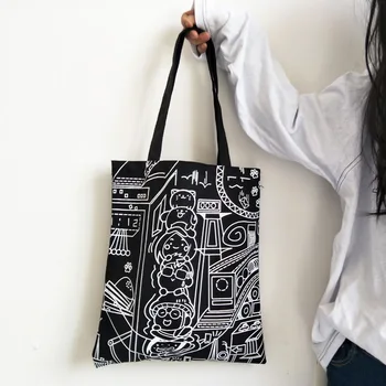 Moda za ženske, risanka tiskanje krat nad platno ramo torbe 2018 nov prihod mehko zadrgo študentk dekleta šola torbice