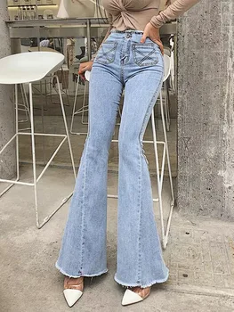 Modro nebo, visoka vitka rog kavbojke ženske elastične seksi skinny jeans modi vsestranski dolgo slim sežgati hlače in zmanjšanje spletov