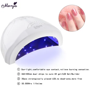 Monja SUNone 48W Beli UV LED Nail Art Lučka Hitro Sušenja UV Gel za nohte Lak za Lase Auto Senzor Časovnik za Manikiranje Orodje