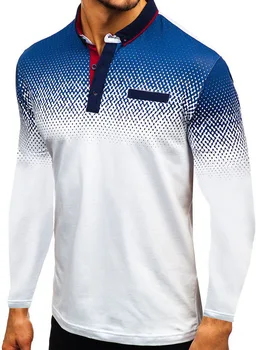 Moška Polo Poletje 3D Tiskanih Dolgo sleeve T-shirt majica Polo Moški