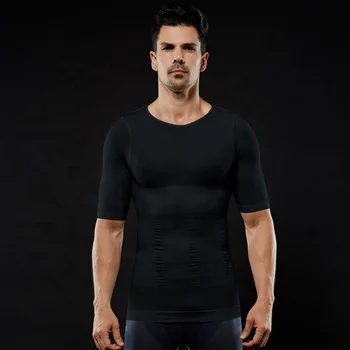 Moški body shaper shapewear šport bodybuild slim fit majica perilo fitnes znoj hujšanje stiskanje t-shirt vrh za jogo