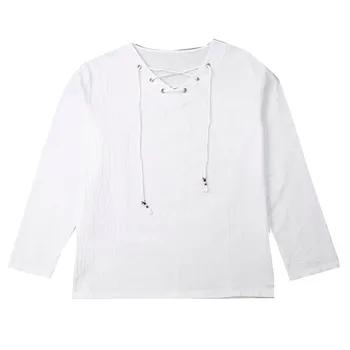 Moški Dolg Rokav T-shirt, Prečni Trak Proti-vrat Design Preprost Barva Pomladi Oblačila