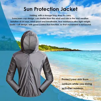 Moški Hooded Jopiči za Zaščito pred Soncem Nepremočljiva Hitro Suha na Prostem, Kolesarska Taborjenje Anti-UV Ultra Lahka Oblačila Plašč
