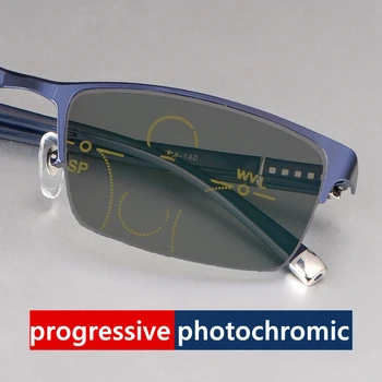 Moški Photochromic Sončna Očala Tr90 Kovinski Postopno Branje Multifokalna Očala Po Meri Recept Proti Modra Lilght Črna 175