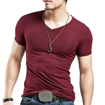 Moški Plus Velikost Poletje Osnovne Vrh Barva Kratek Rokav Proti Vratu Slim Fit T-Shirt nova