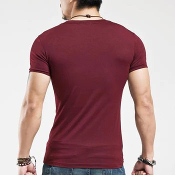 Moški Plus Velikost Poletje Osnovne Vrh Barva Kratek Rokav Proti Vratu Slim Fit T-Shirt nova