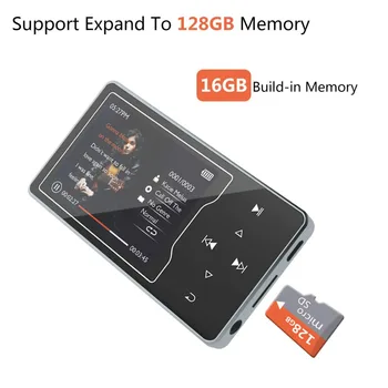 MP4 Predvajalnik Bluetooth4.2 MP3 Predvajalnik Glasbe 16GB z 2,4 palca Velik Zaslon MP4 Video Predvajalnik Podpira SD Kartice do 128GB z FM