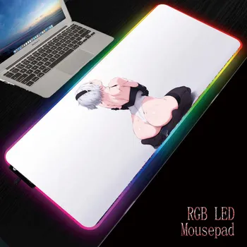 MRG RGB Anime Seksi Dekle RGB Gaming Mousepad Osvetljen Pisane Mause Pad Velika Miška-pad Desk Tipkovnica LED Mat za Odrasle