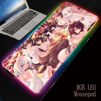 MRG Seksi Anime Dekle V Bazen RGB Barvita igre na Srečo Veliko Mouse Pad Igralec Led Računalnik Mousepad PC Mizo Igrajo Mat, Osvetljene