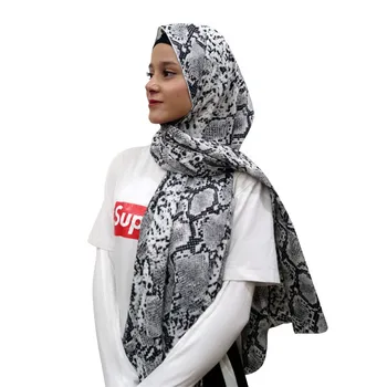 Muslimanska oblačila hidžab Kača kožo Poliester Šal Šal Tiskanje Visoke Kakovosti Jeseni, Pozimi Islamske Osnove Dolgo Ruto
