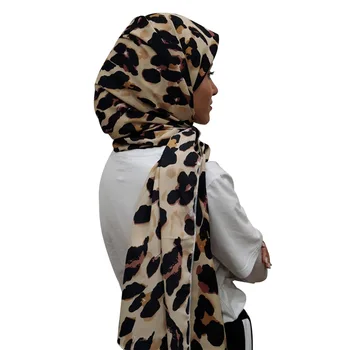 Muslimanska oblačila hidžab Leopard Pika Poliester Šal Šal Tiskanje Visoke Kakovosti Jeseni, Pozimi Islamske Osnove Dolgo Ruto