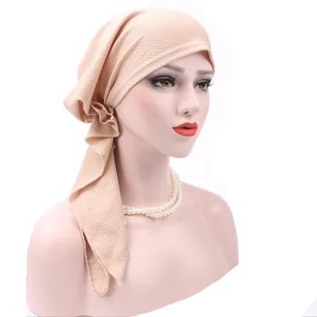 Muslimanske Ženske Hijabs Klobuki Turban Glavo obloge Šal Kemo Raka Skp izpadanje Las Klobuk Dolgim Repom Lok Bonnet turbante mujer