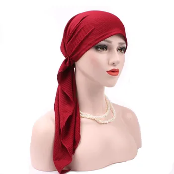 Muslimanske Ženske Hijabs Klobuki Turban Glavo obloge Šal Kemo Raka Skp izpadanje Las Klobuk Dolgim Repom Lok Bonnet turbante mujer