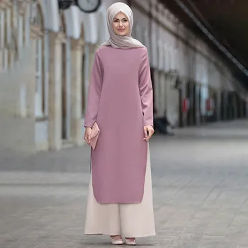Muslimanske Ženske Split Dolgo Vrhovi Islamske Določa Muslimanskih Žensk Hlače Abayas Dubaj 2020 Ramadana Molitev Oblačila Sklop 2 Kos 1