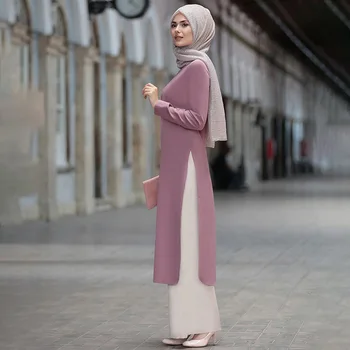 Muslimanske Ženske Split Dolgo Vrhovi Islamske Določa Muslimanskih Žensk Hlače Abayas Dubaj 2020 Ramadana Molitev Oblačila Sklop 2 Kos 1