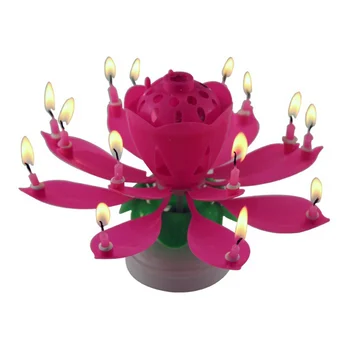 Nadgradnjo Multicolor Obračanje Lotus Torto Sveča Elektronska Glasba Sveča, Rojstni dan, Poroka Dekoracija LB88