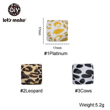 Naj 10PCS 17 mm Obliko kroglice Baby Teether Natisnjeni Leopard Octagonal Kroglice BPA Free Hrana Razred Žvečilni Igrače Beading DIY