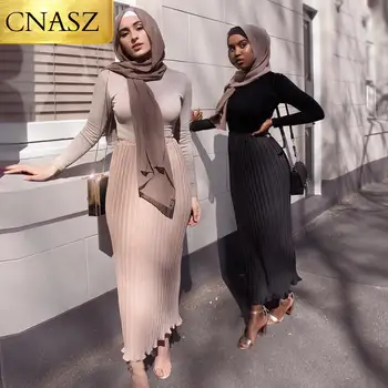 Najnovejše Naguban Šifon A-linija za Ženske Dolga Krila Muslimanske Ženske Obleko Maxi Krilo Skromno Moda Islamska Oblačila