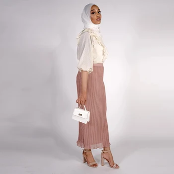 Najnovejše Naguban Šifon A-linija za Ženske Dolga Krila Muslimanske Ženske Obleko Maxi Krilo Skromno Moda Islamska Oblačila