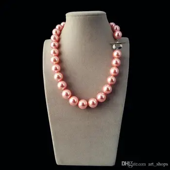 Najnovejše priljubljen slog AAA+14 mm luksuznih modnih vroče roza barvo lupine biserna ogrlica,>>> brezplačna dostava