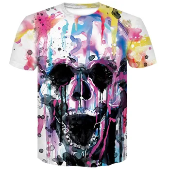Najnovejše Risanke, Moške Obleke Poletje Lobanje Poker Tiskanja Moška T-shirt Kratek Rokav 3D T Shirt Priložnostne Dihanje Tee Majica Plus-size