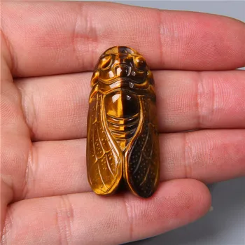 Naravne Mineralne Obesek Insektov Cicada Tiger Oči, Vklesan Ogrlico, Obesek za nakit, zaradi česar ženske moški ročno ljubimca, prijatelja, darila